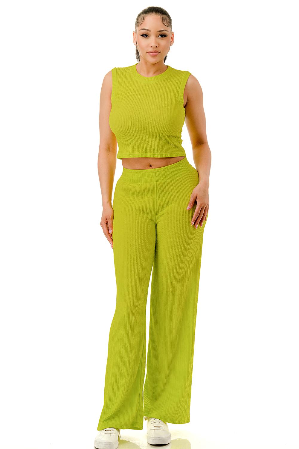 Summer Baesic Crinkle Pants set