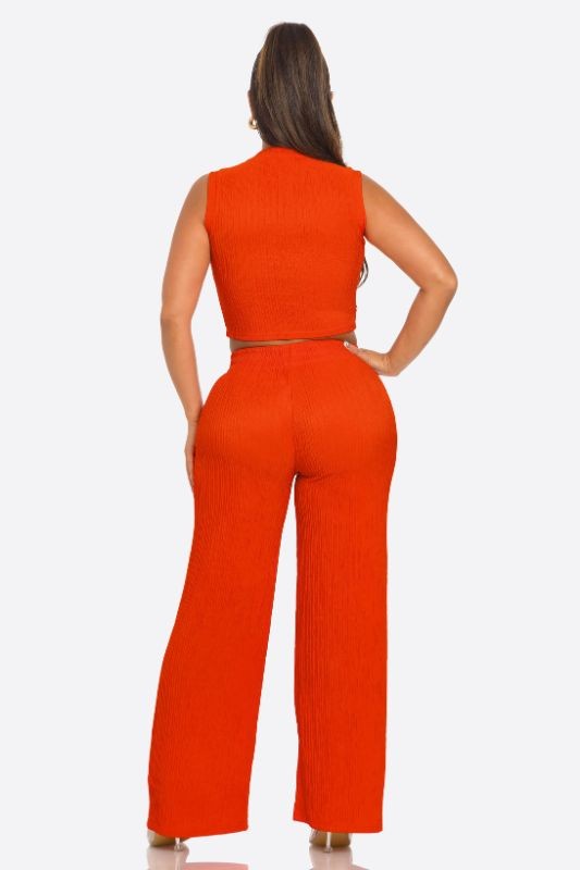 Summer Baesic Crinkle Pants set