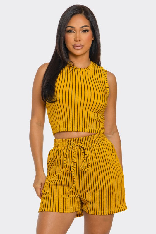 Joann Pinstripe Short Set